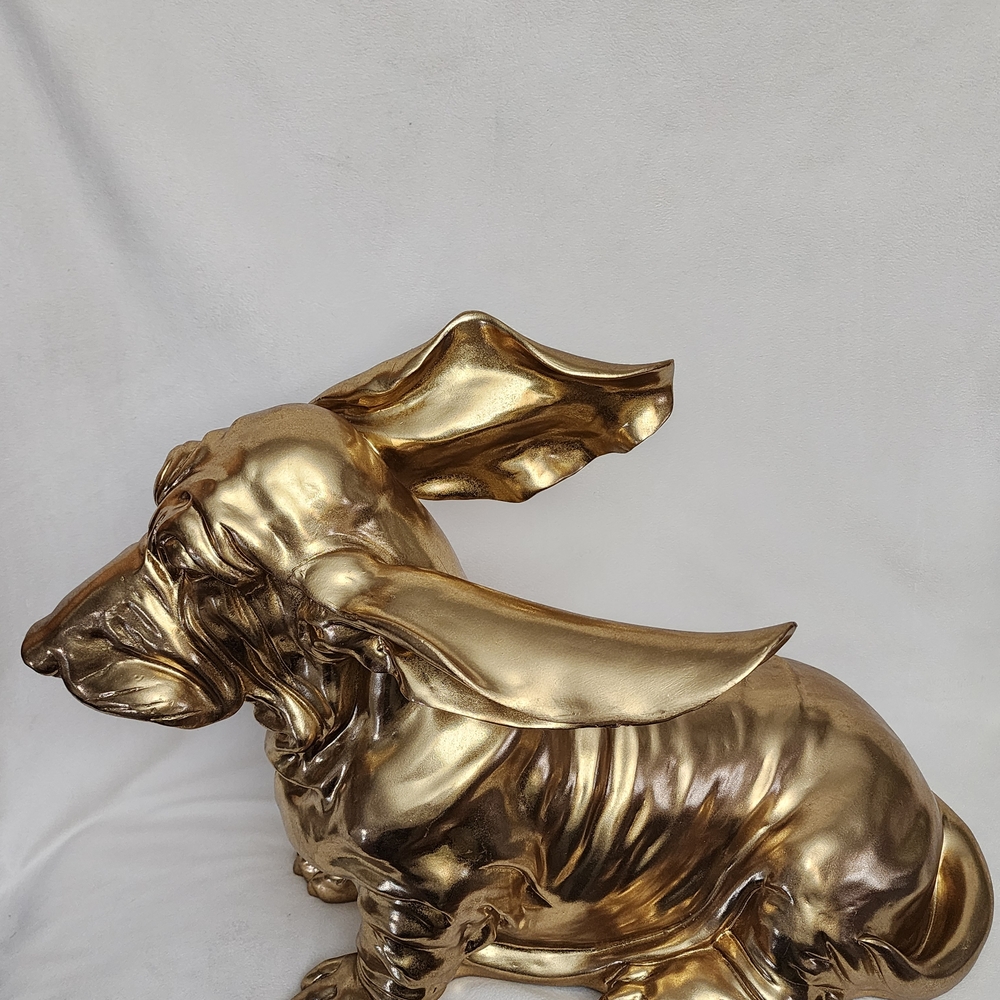 Gold Ceramic Basset Hound Figurine - Decorative Home Art LIFE SIZE 20"X30" - Picture 3 of 11